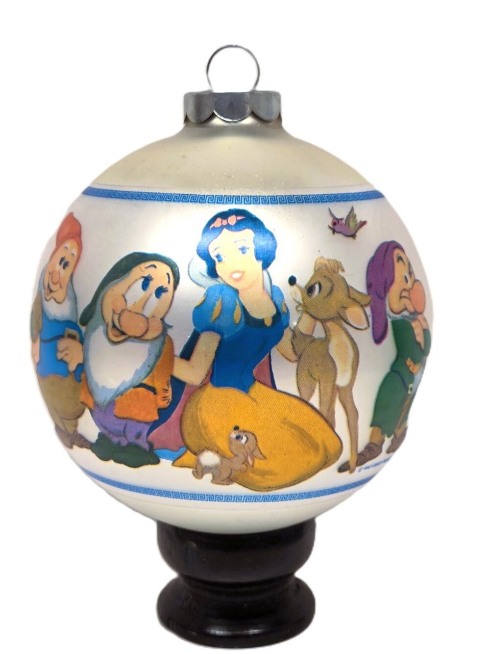 Made in USA 1975 Snow White Seven Dwarves Glass Christmas Ornament Ball 3.25"